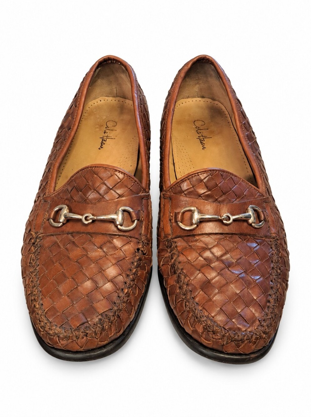 Cole Haan Men’s 10.5 M Brown Woven Leather Horsebit Loafers C06389